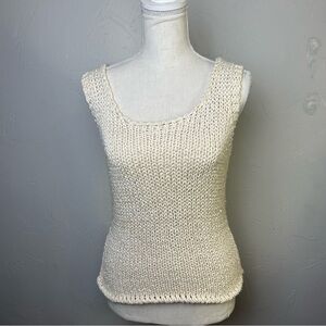 Escada 100% Cotton Cream Knit Tank Top Blouse